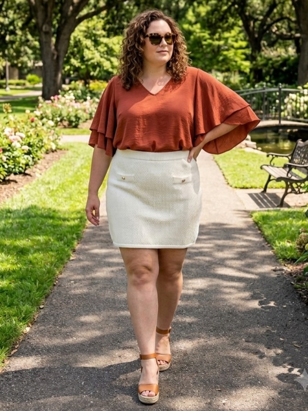 French Connection Cream Knit Textured Mini Skirt